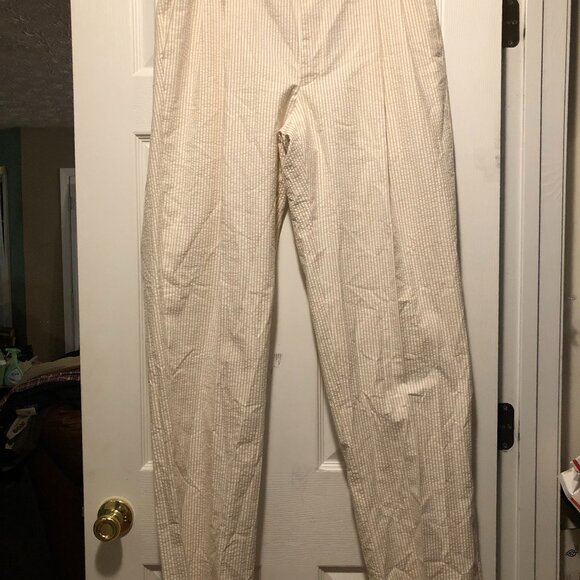 Alan lebow men's new cream 100%cotton casual pants size: 36/unfinished (36)